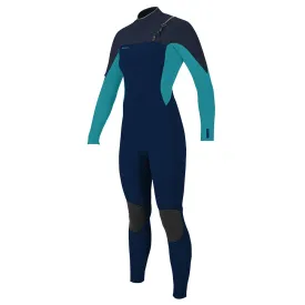 O'Neill Womens Hyperfreak 4/3mm  Chest Zip Wetsuit Abyss Turq