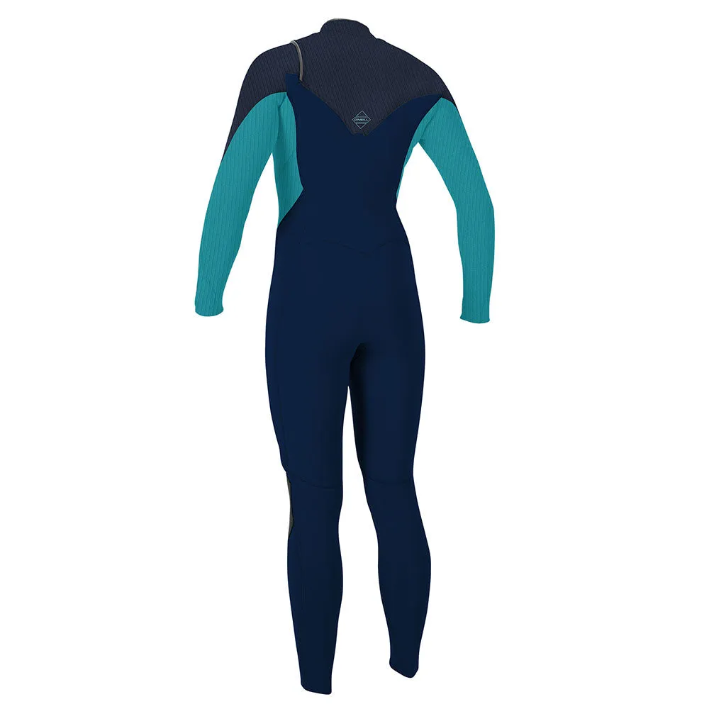 O'Neill Womens Hyperfreak 4/3mm  Chest Zip Wetsuit Abyss Turq