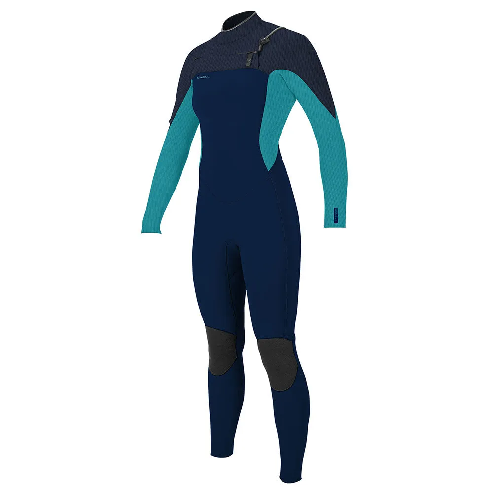 O'Neill Womens Hyperfreak 4/3mm  Chest Zip Wetsuit Abyss Turq