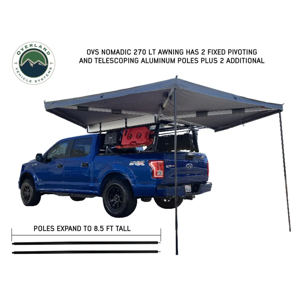 Overland Vehicle Systems - Nomadic 270 LT Awning - Passenger Side - Dark Gray Cover with Black Cover Universal