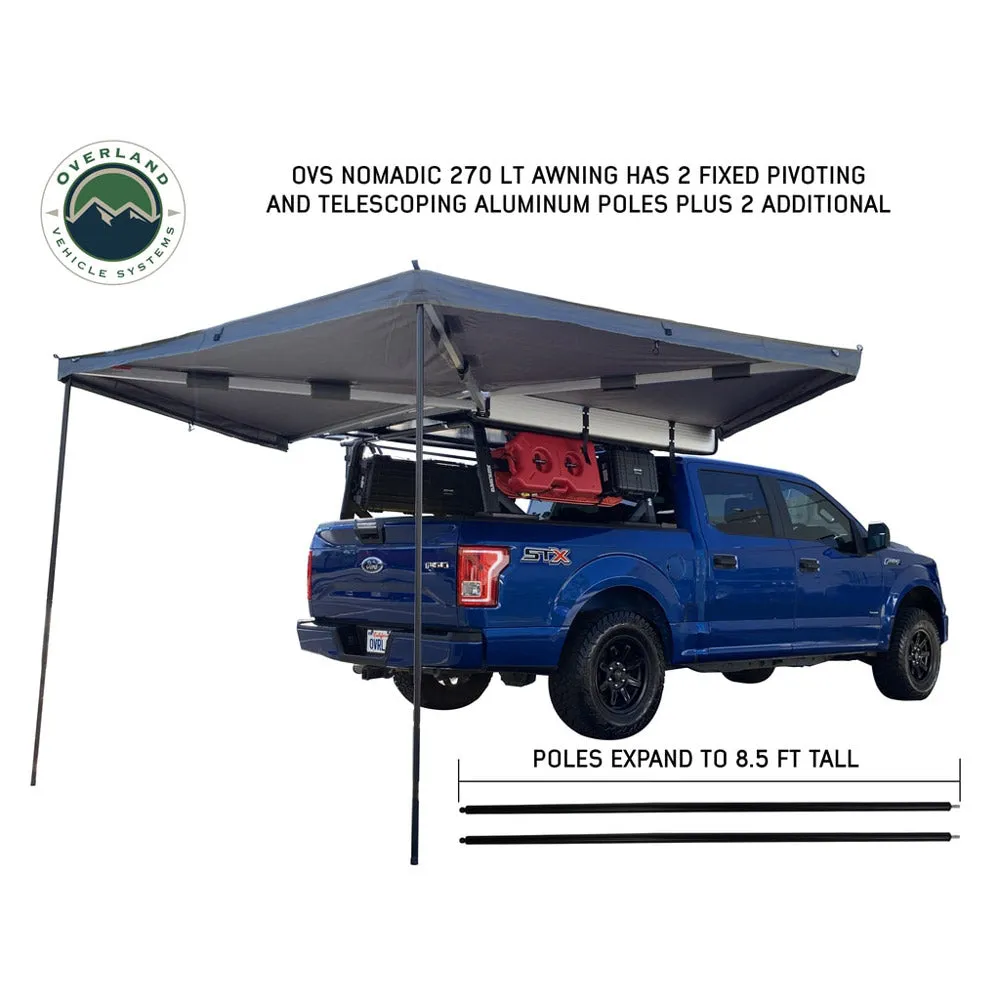 Overland Vehicle Systems - Nomadic 270 LT Awning - Passenger Side - Dark Gray Cover with Black Cover Universal