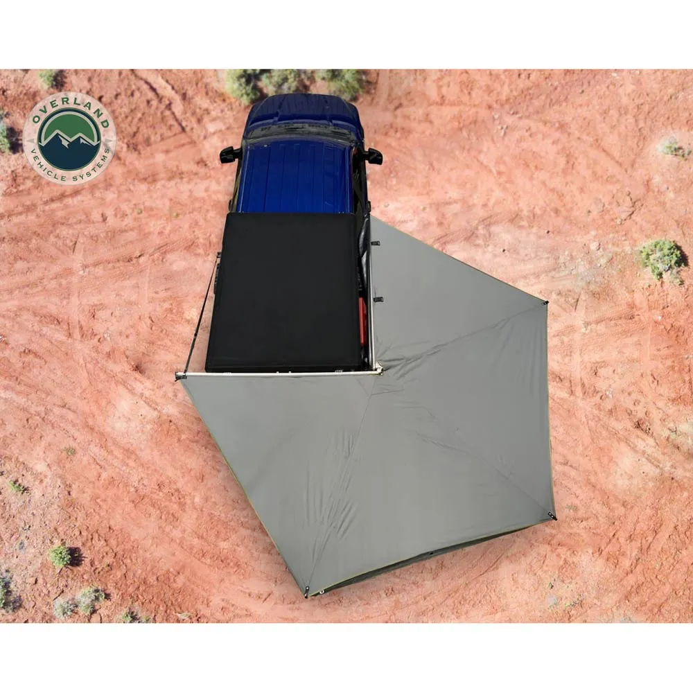 Overland Vehicle Systems - Nomadic 270 LT Awning - Passenger Side - Dark Gray Cover with Black Cover Universal