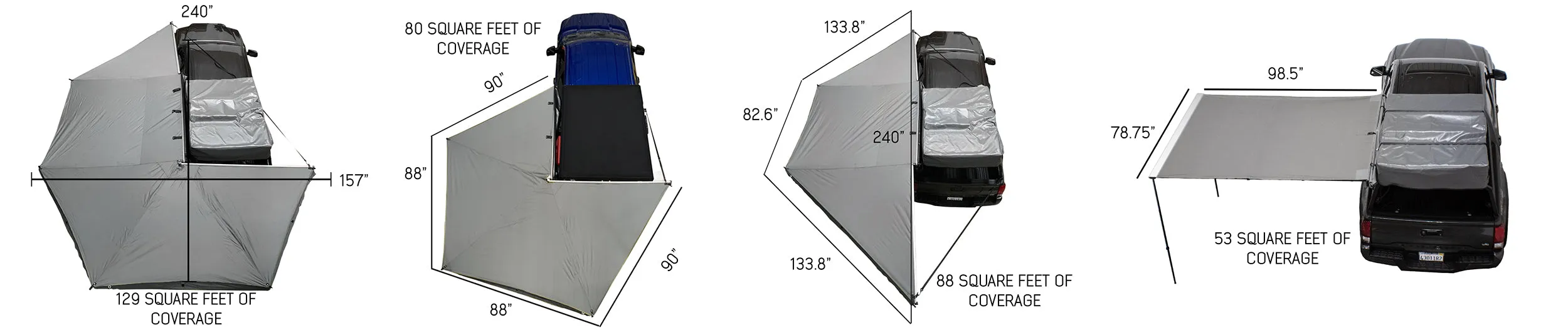 OVERLAND VEHICLE SYSTEMS | Nomadic Awning 270 Awning & Wall 1, 2, & 3, Mounting Brackets Passenger Side (19549907)