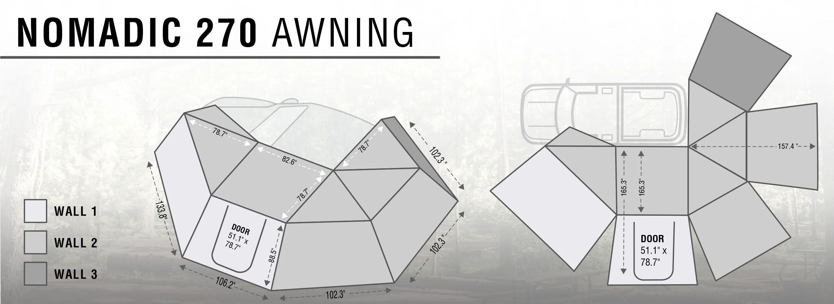 OVERLAND VEHICLE SYSTEMS | Nomadic Awning 270 Awning & Wall 1, 2, & 3, Mounting Brackets Passenger Side (19549907)