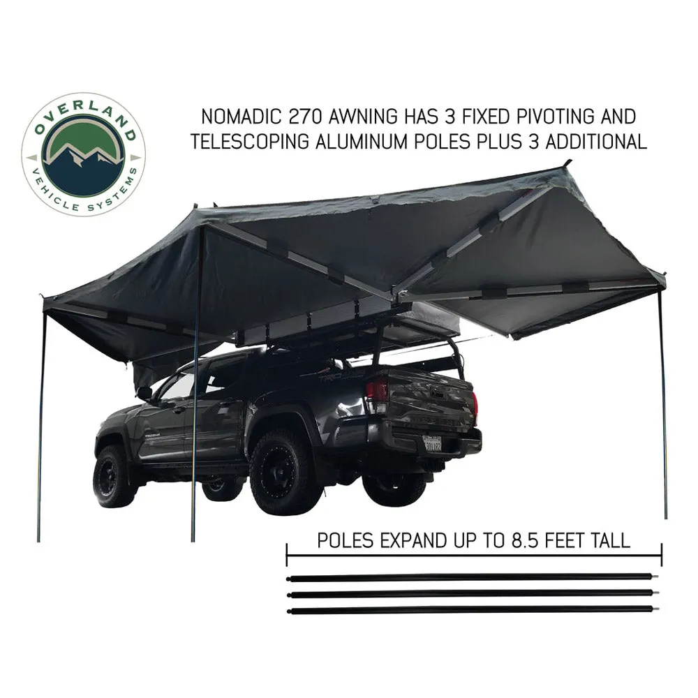 Overland Vehicle Systems - Nomadic Awning 270 - Driver Side - Dark Gray Cover with Black Cover Universal