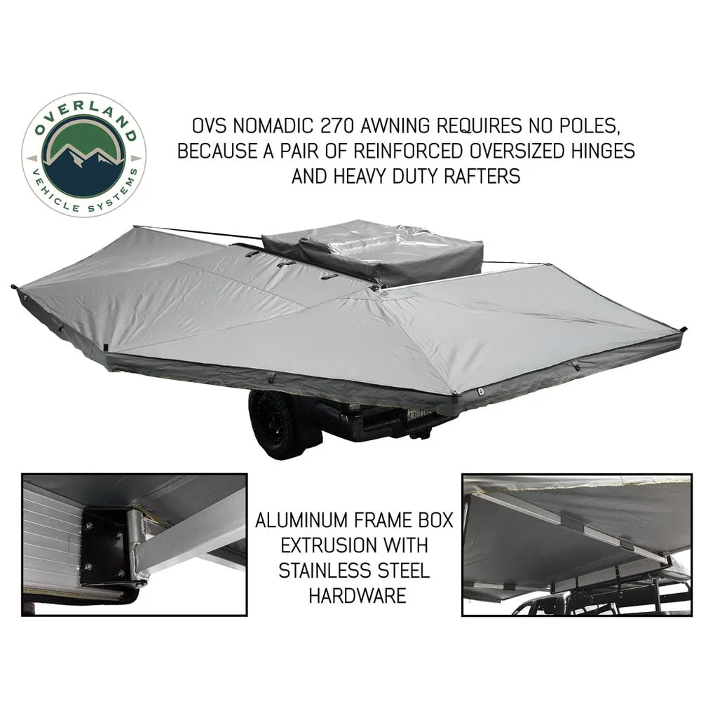 Overland Vehicle Systems - Nomadic Awning 270 - Driver Side - Dark Gray Cover with Black Cover Universal