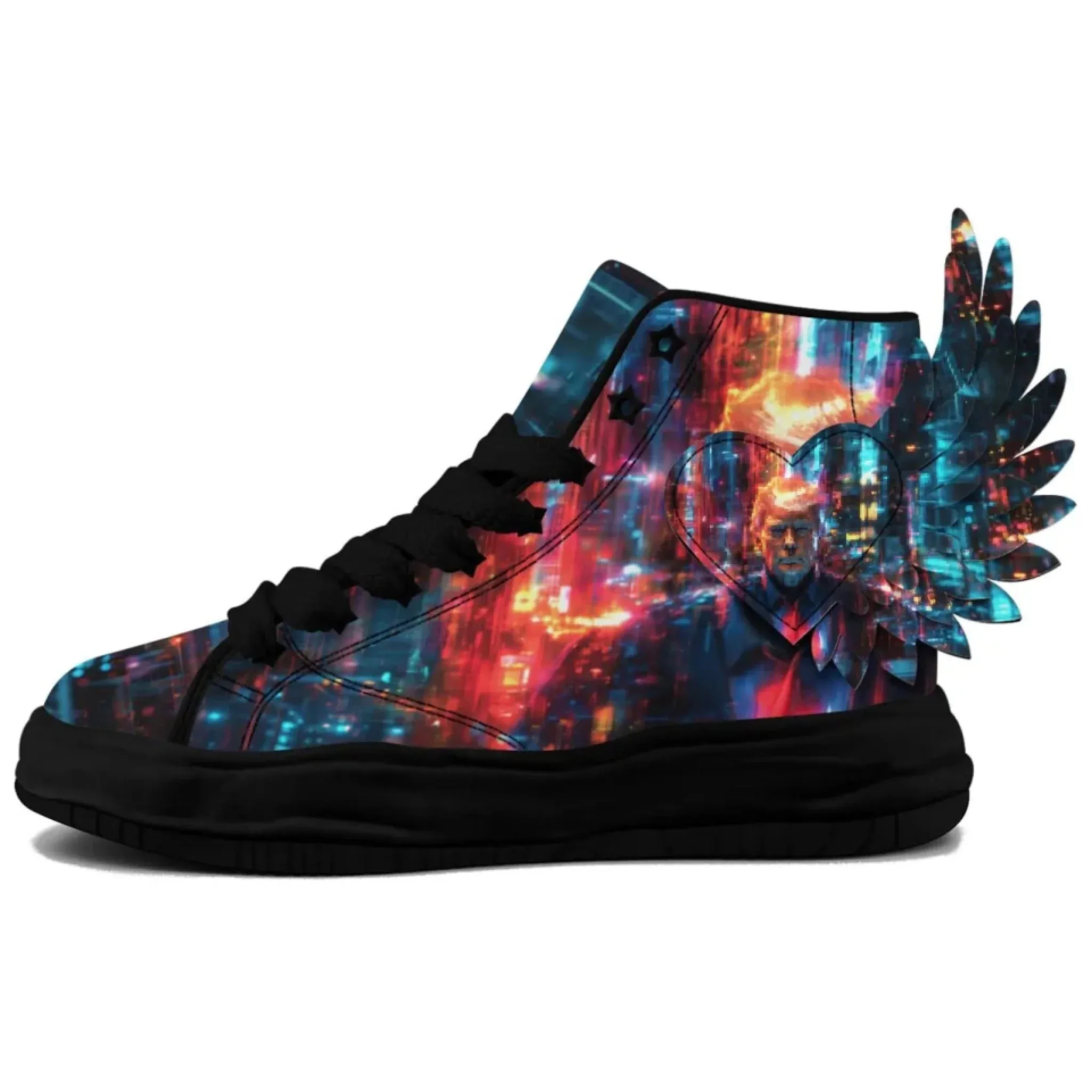 Personalized Trump Sneakers, Custom Canvas  High Top Shoes, Angel's Wings Decoration Unisex Shoes