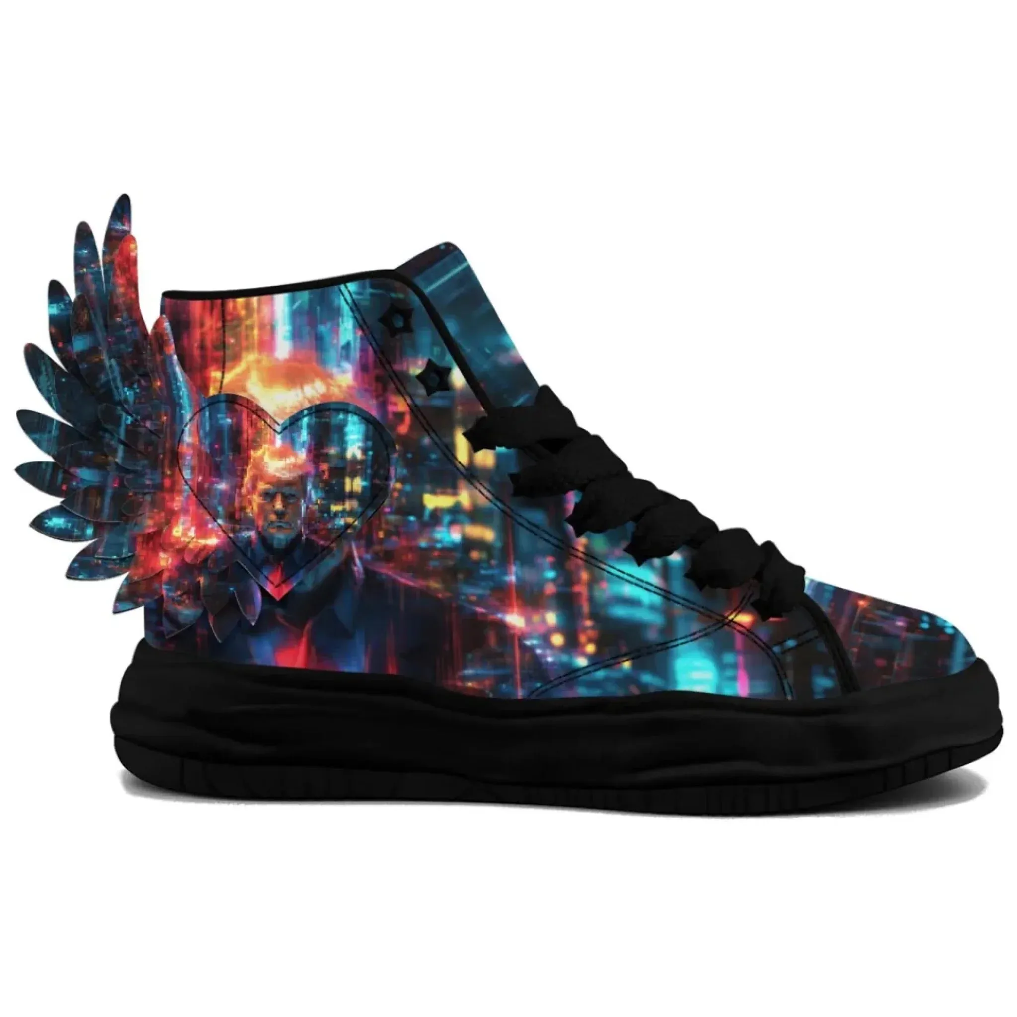 Personalized Trump Sneakers, Custom Canvas  High Top Shoes, Angel's Wings Decoration Unisex Shoes