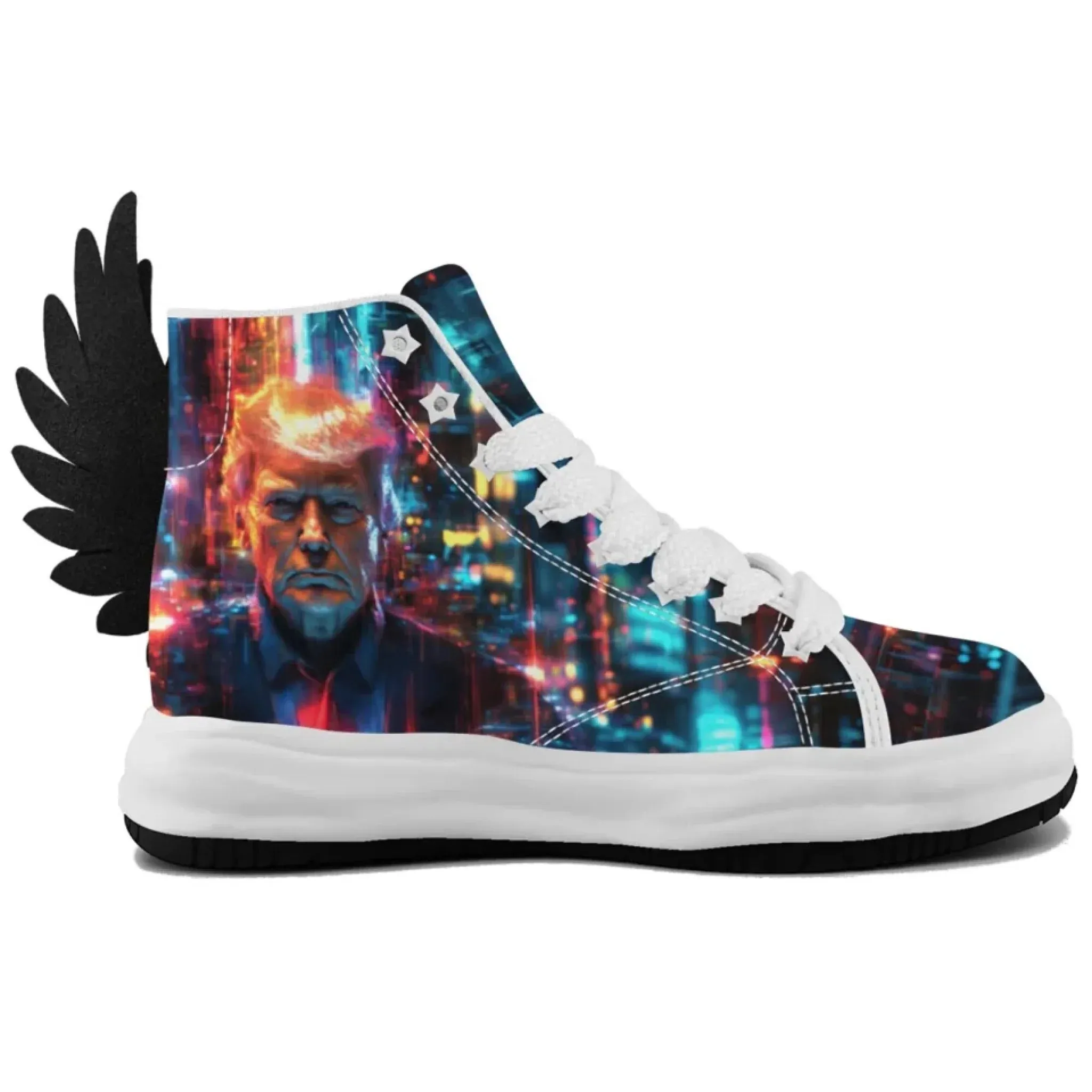 Personalized Trump Sneakers, Custom Canvas  High Top Shoes, Angel's Wings Decoration Unisex Shoes