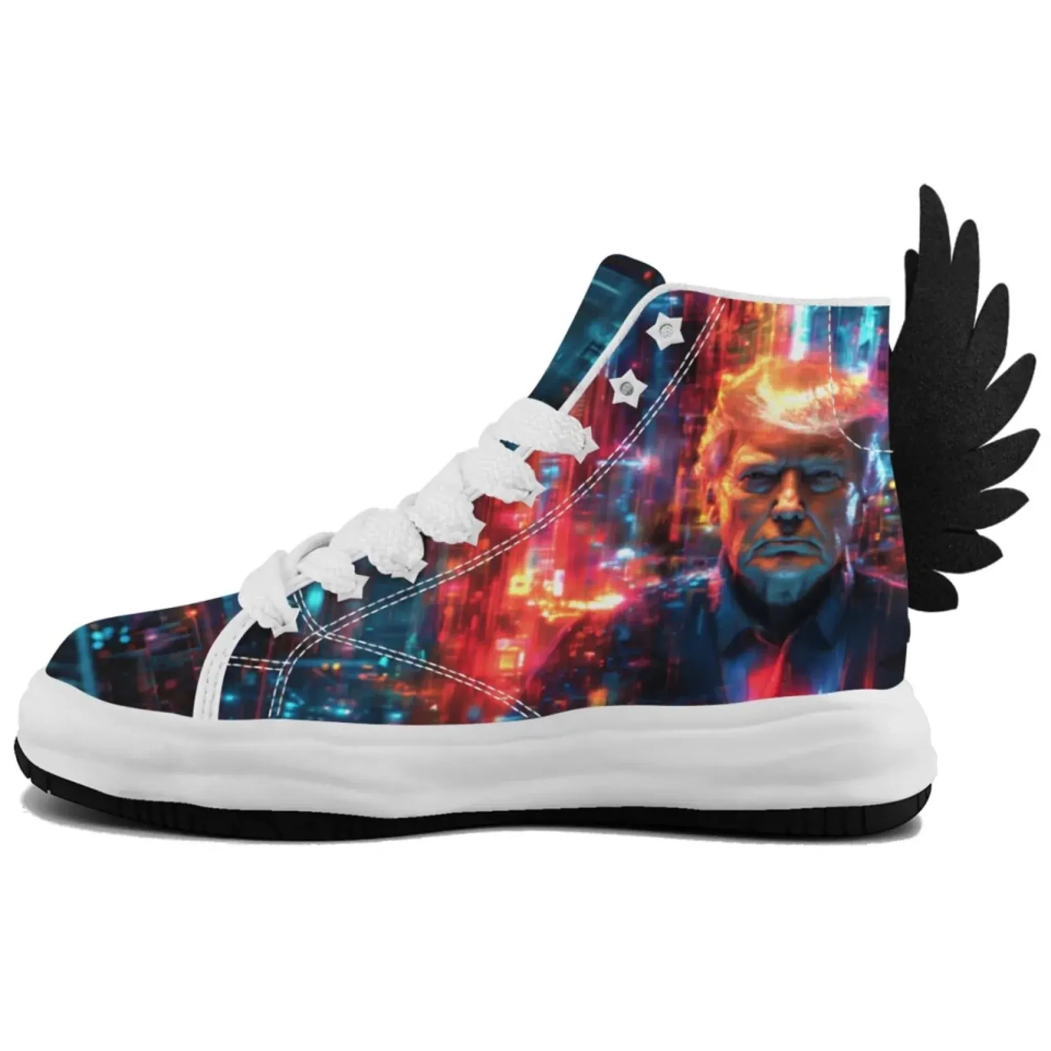Personalized Trump Sneakers, Custom Canvas  High Top Shoes, Angel's Wings Decoration Unisex Shoes