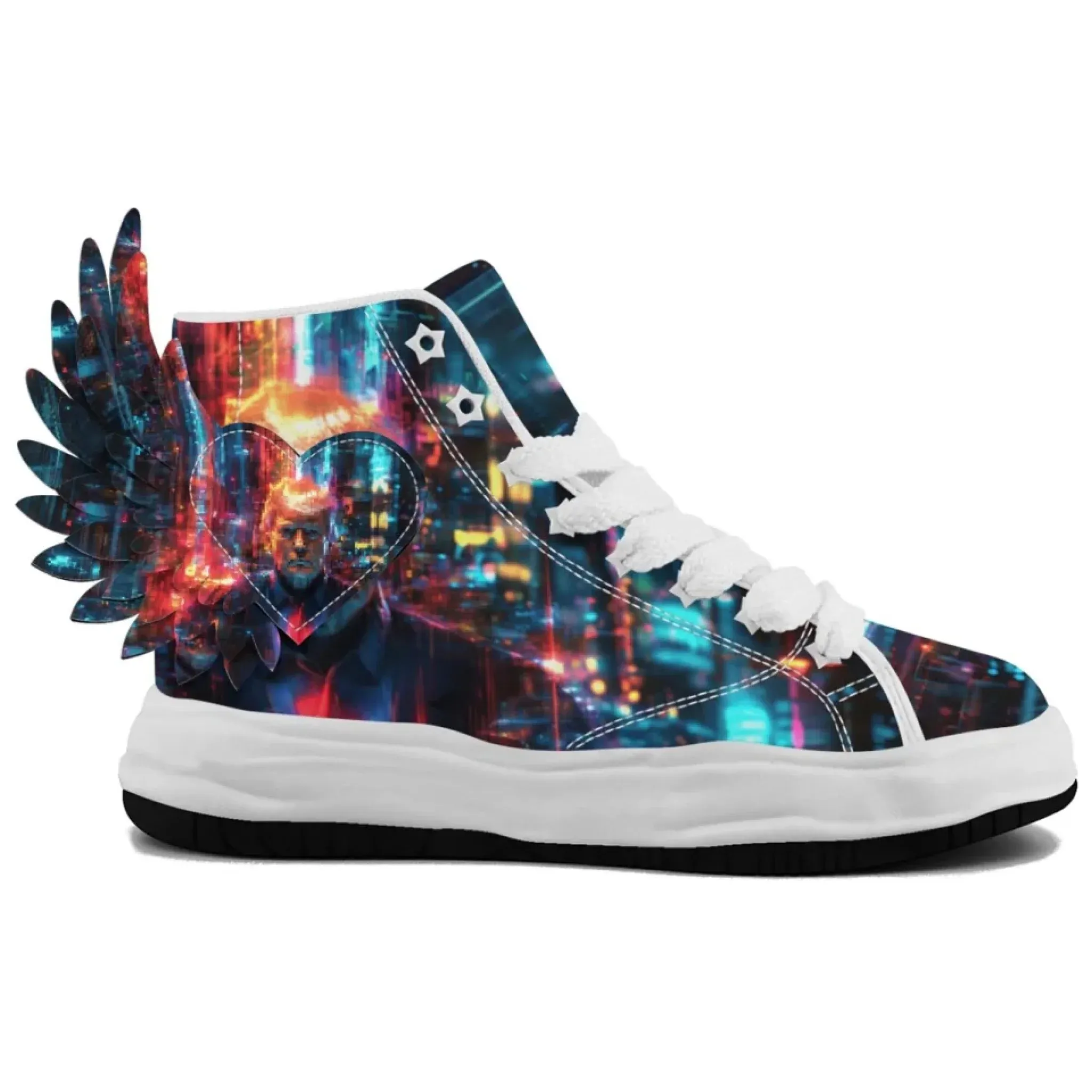 Personalized Trump Sneakers, Custom Canvas  High Top Shoes, Angel's Wings Decoration Unisex Shoes
