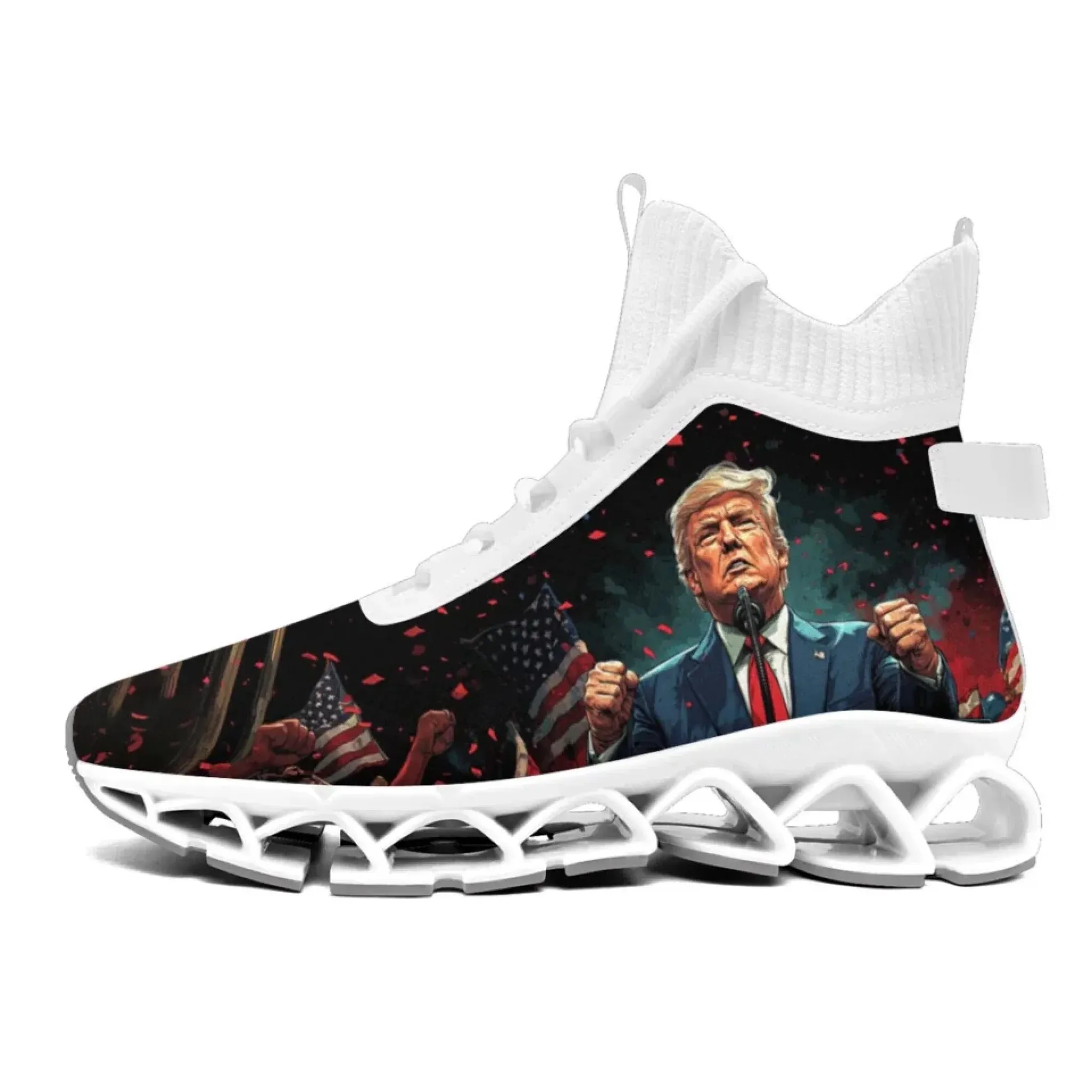 Personalized Trump Sneakers, Custom Patriotic Shoes, Breathable and Glow at light Shoes
