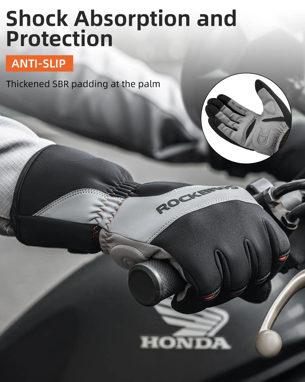 ROCKBROS Cycling Winter Bike Windproof Thermal Gloves with Touchscreen Fingers