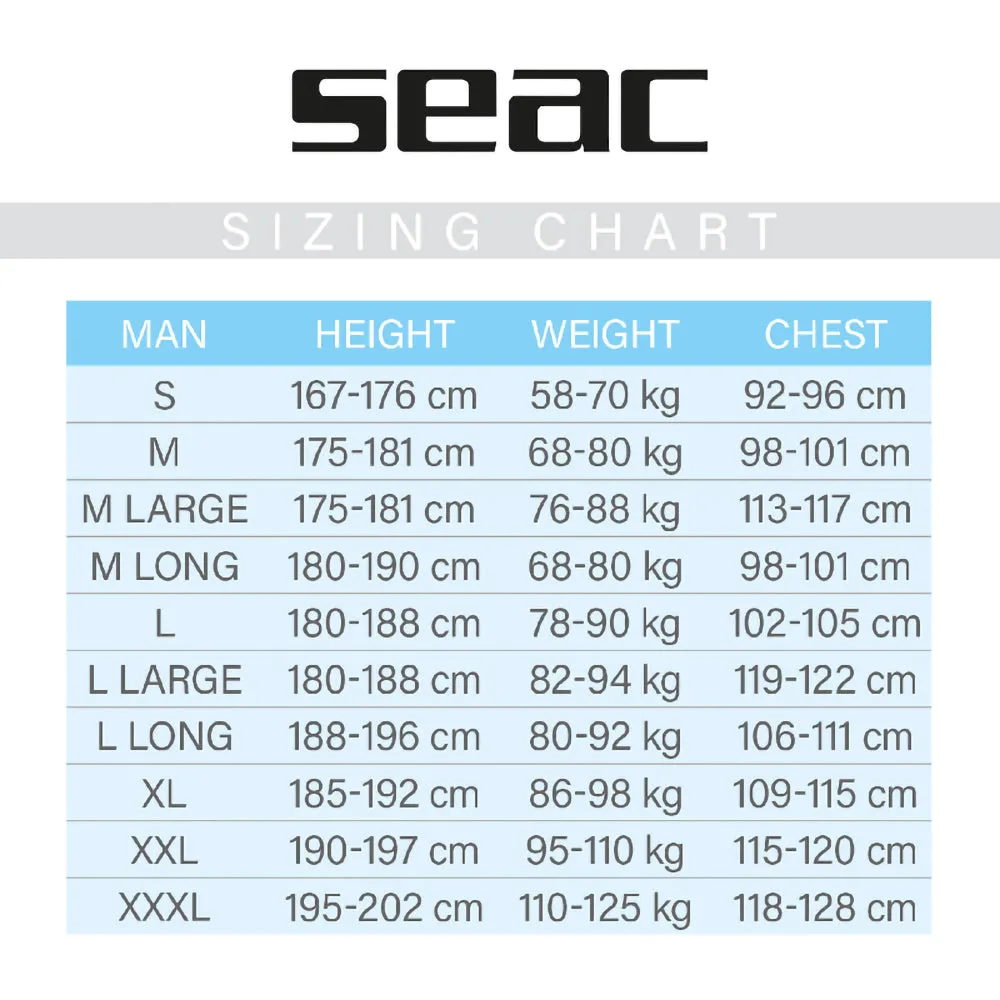 SEAC Space Man 7mm Wetsuit Ultrastretch Neoprene with Calibrated Sizes