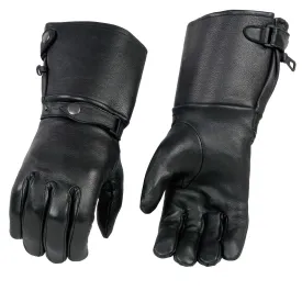 SH857 Men's Gauntlet Motorcycle Hand Gloves- Deerskin Long Cuff with Snap Closure Thermal Lined-SH857