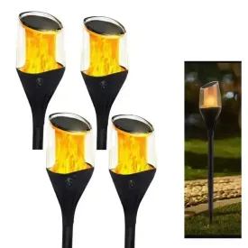 Solar Lights For Garden Home Outdoor Waterproof Mashaal Decoration Landscape Portable Light ( Warm , Pack of 4)