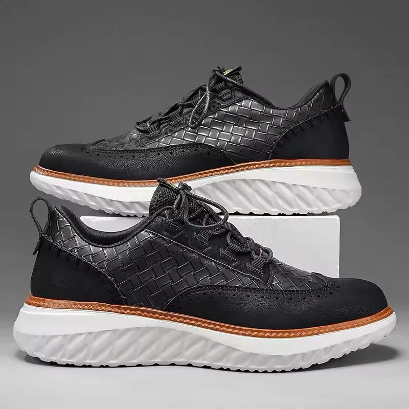StrideCraft Woven Leather Fusion Sneakers
