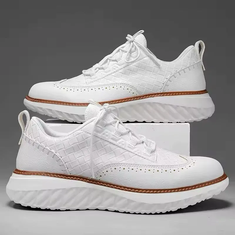 StrideCraft Woven Leather Fusion Sneakers