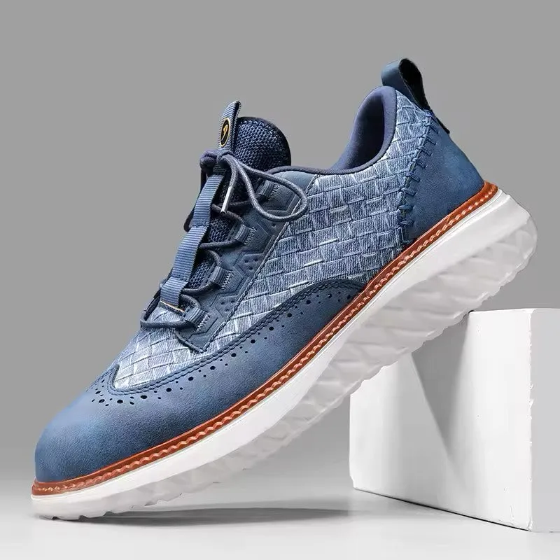 StrideCraft Woven Leather Fusion Sneakers