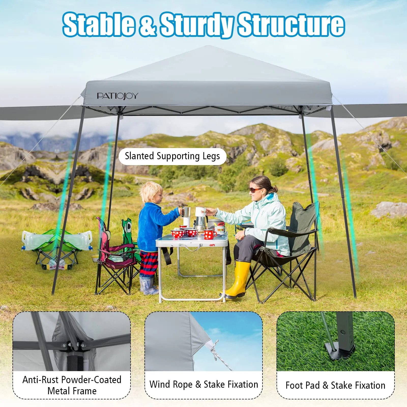 Tangkula 10x10 ft Pop Up Canopy with Dual Awnings, Outdoor Canopy Tent with Center Lock