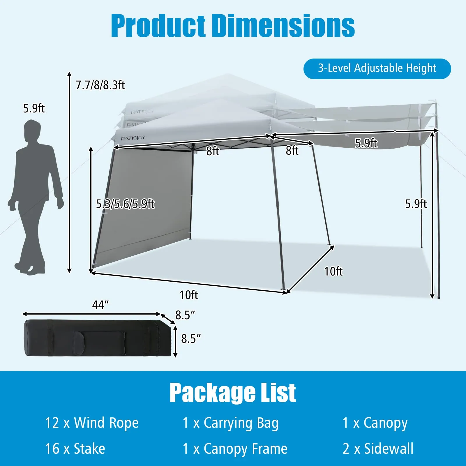 Tangkula 10x10 ft Pop Up Canopy with Dual Awnings, Outdoor Canopy Tent with Center Lock