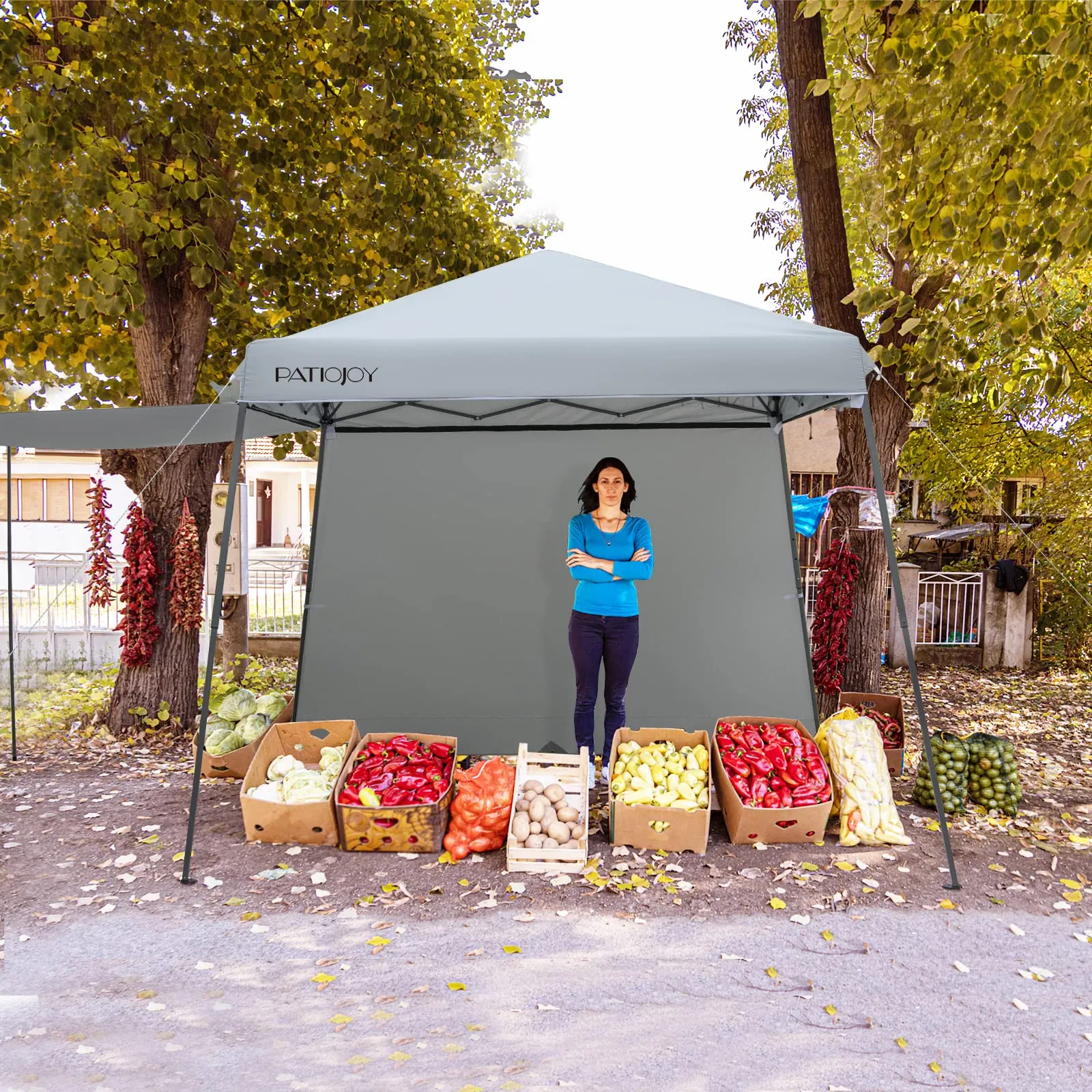 Tangkula 10x10 ft Pop Up Canopy with Dual Awnings, Outdoor Canopy Tent with Center Lock