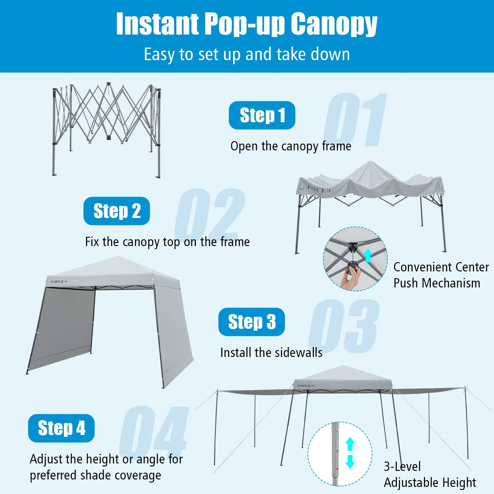 Tangkula 10x10 ft Pop Up Canopy with Dual Awnings, Outdoor Canopy Tent with Center Lock