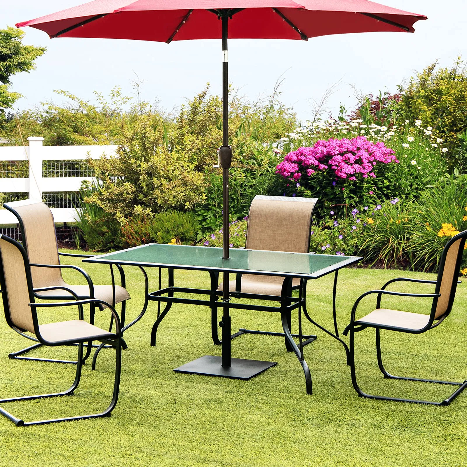 Tangkula 36LBS Square Umbrella Base, Heavy Duty Patio Umbrella Base Stand with 3 Adapters