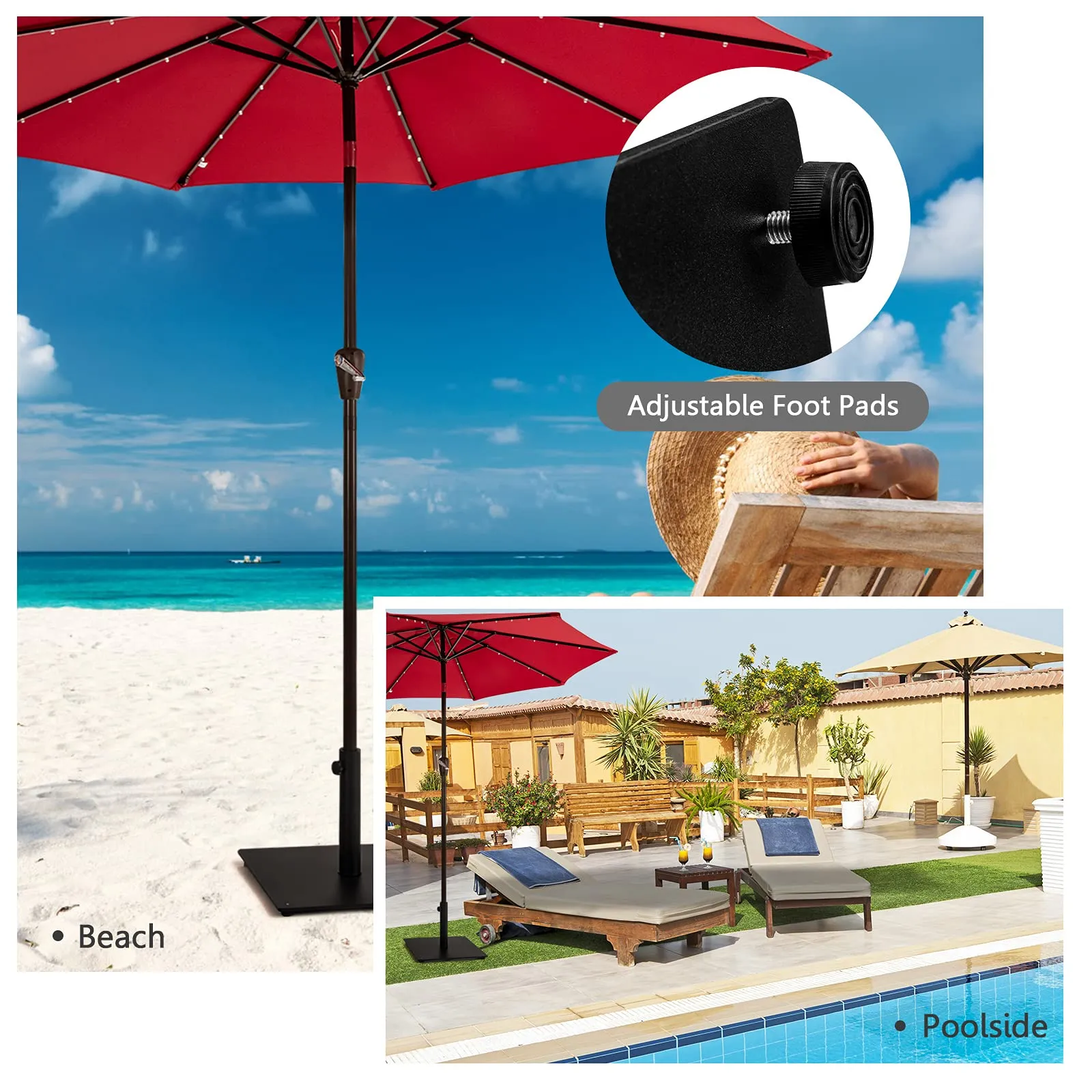 Tangkula 36LBS Square Umbrella Base, Heavy Duty Patio Umbrella Base Stand with 3 Adapters