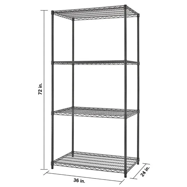 Trinity PRO 4-Tier 36x24x72 Wire Shelving NSF Black Anthracite®