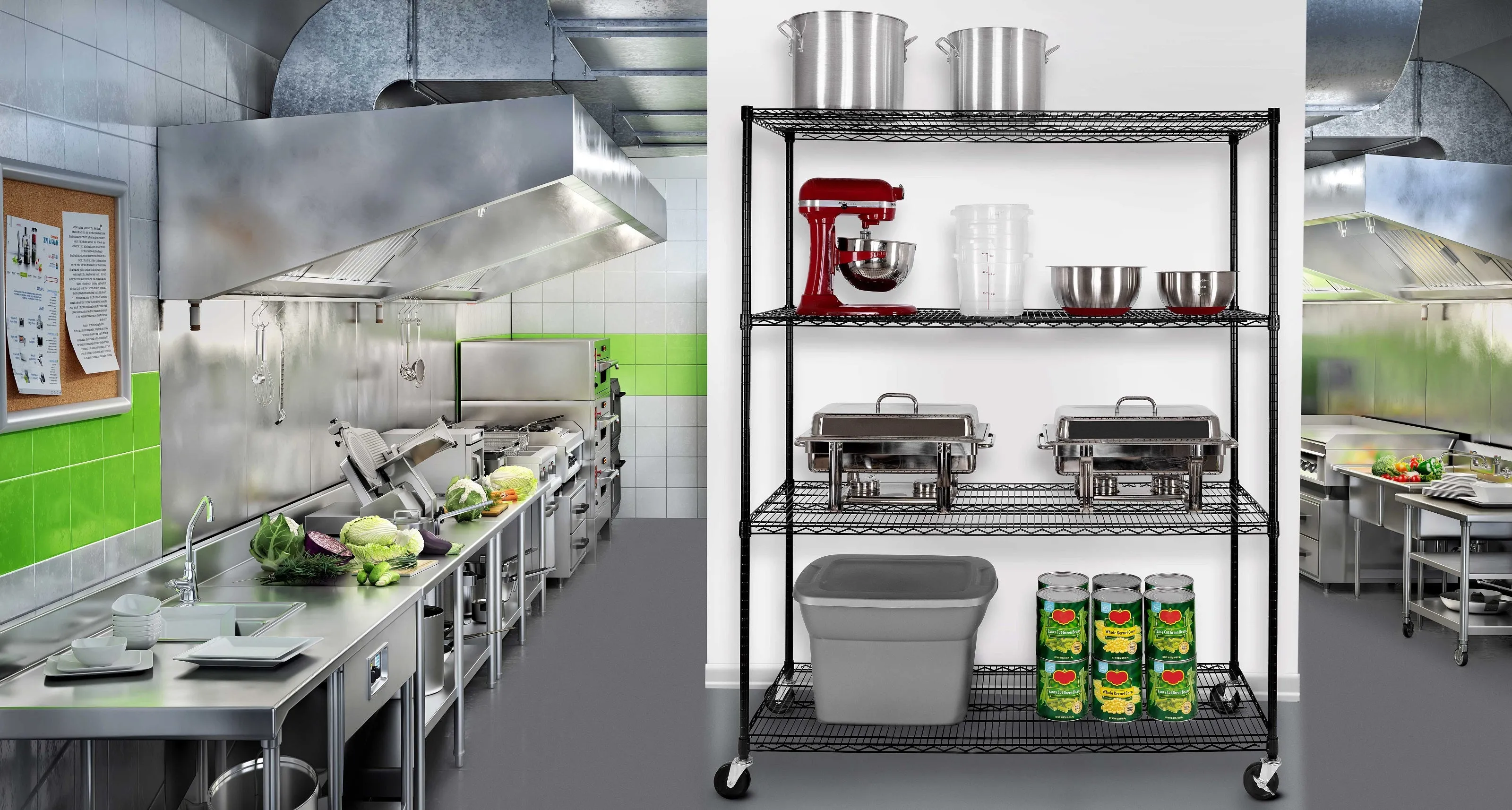 UltraDurable® 4-Tier NSF Steel Shelving, Black