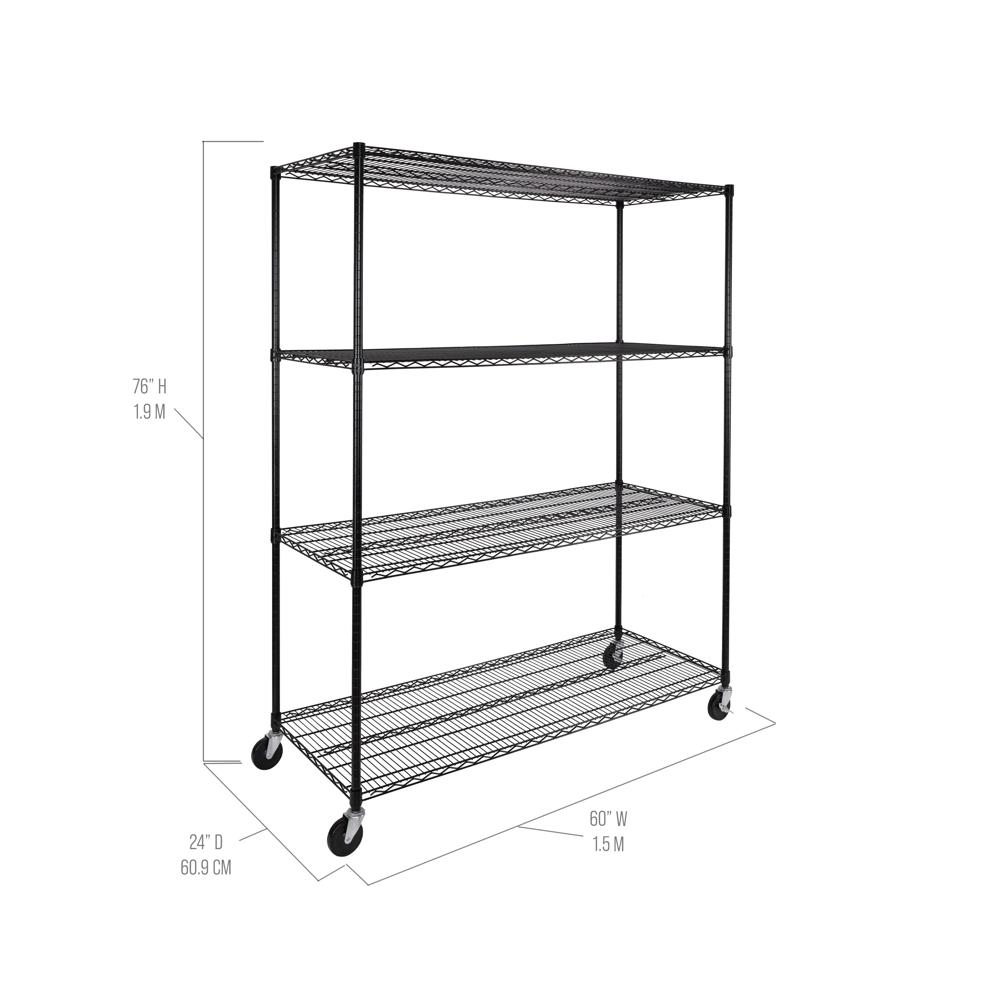 UltraDurable® 4-Tier NSF Steel Shelving, Black