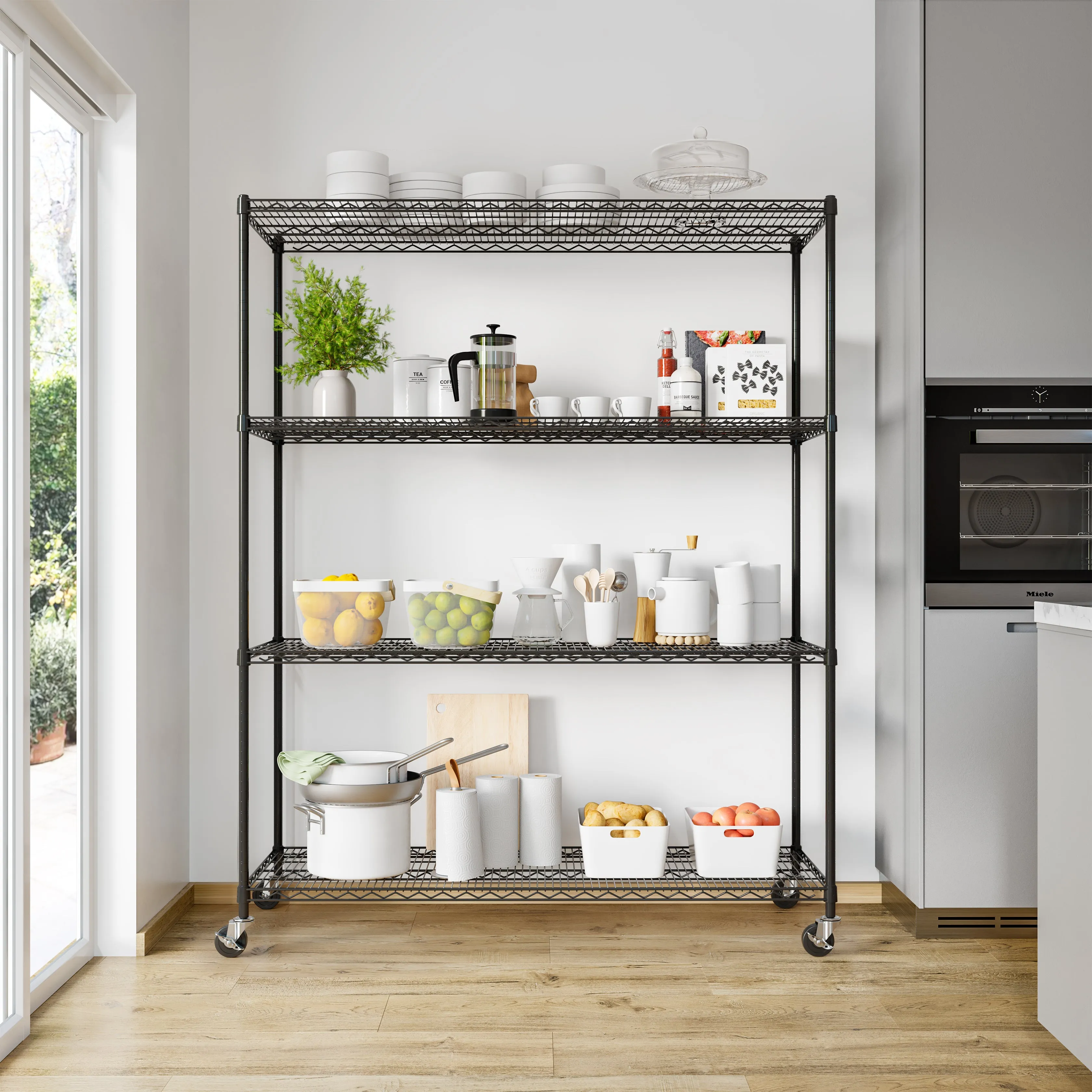 UltraDurable® 4-Tier NSF Steel Shelving, Black