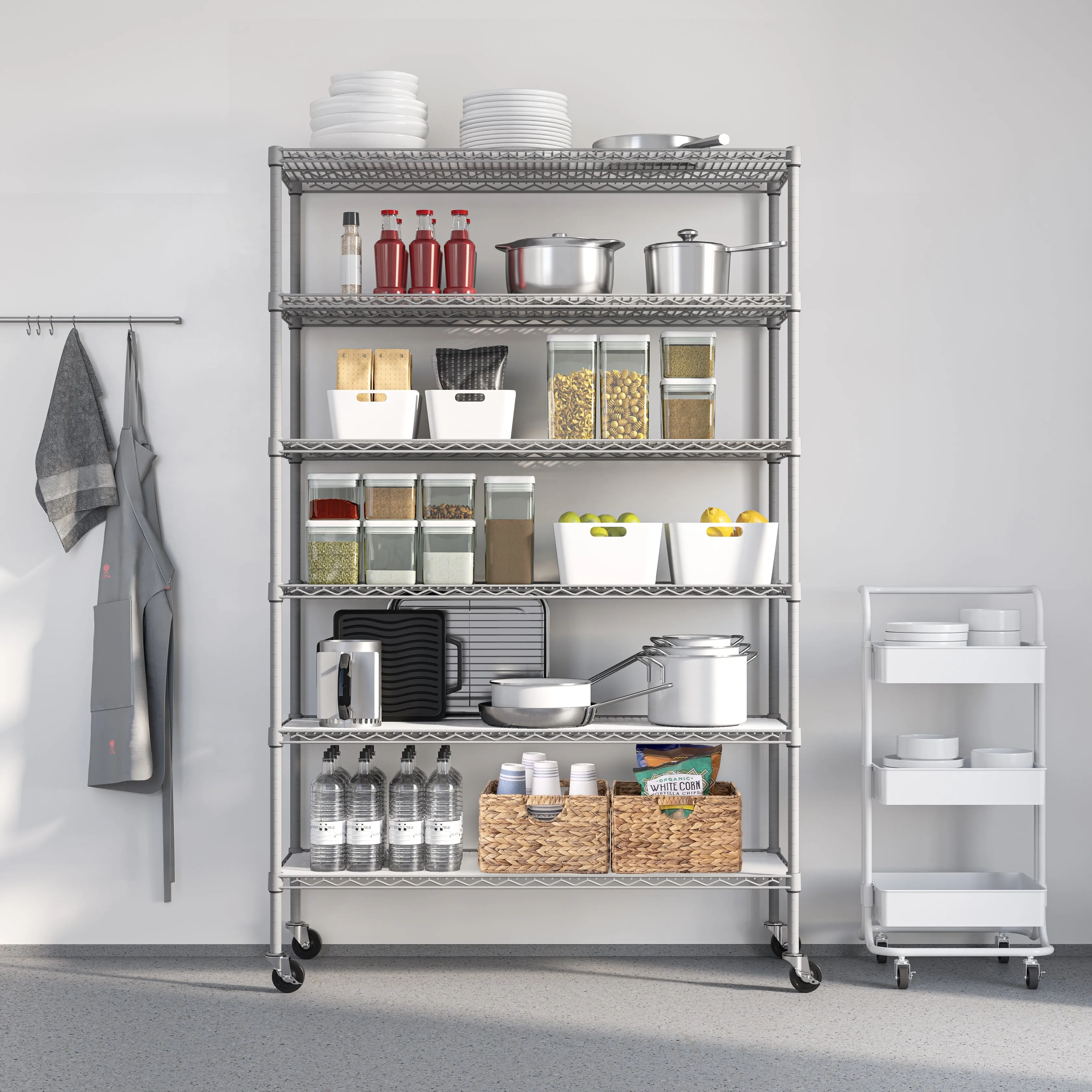 UltraDurable® 6-Tier NSF Steel Shelving with Shelf Liners, Granite