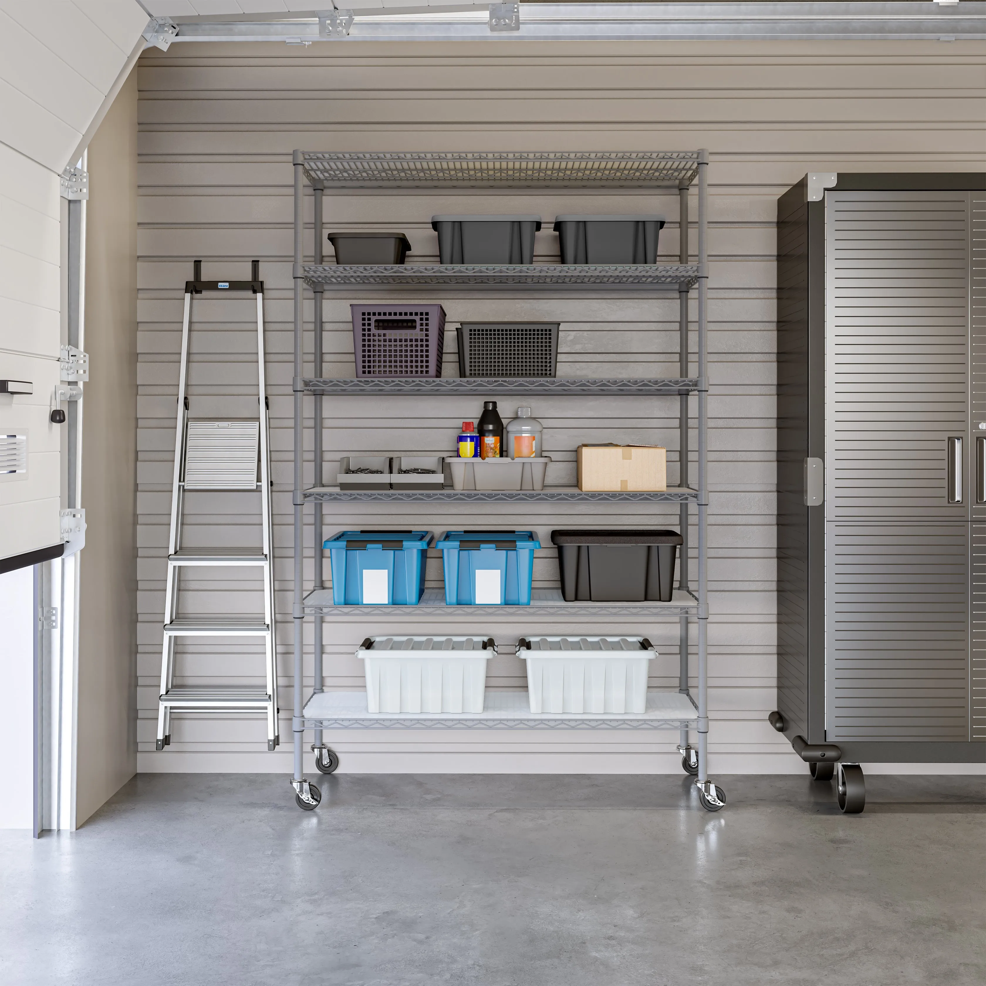 UltraDurable® 6-Tier NSF Steel Shelving with Shelf Liners, Granite