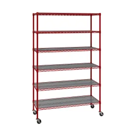 UltraDurable® 6-Tier NSF Steel Shelving with Shelf Liners, Red