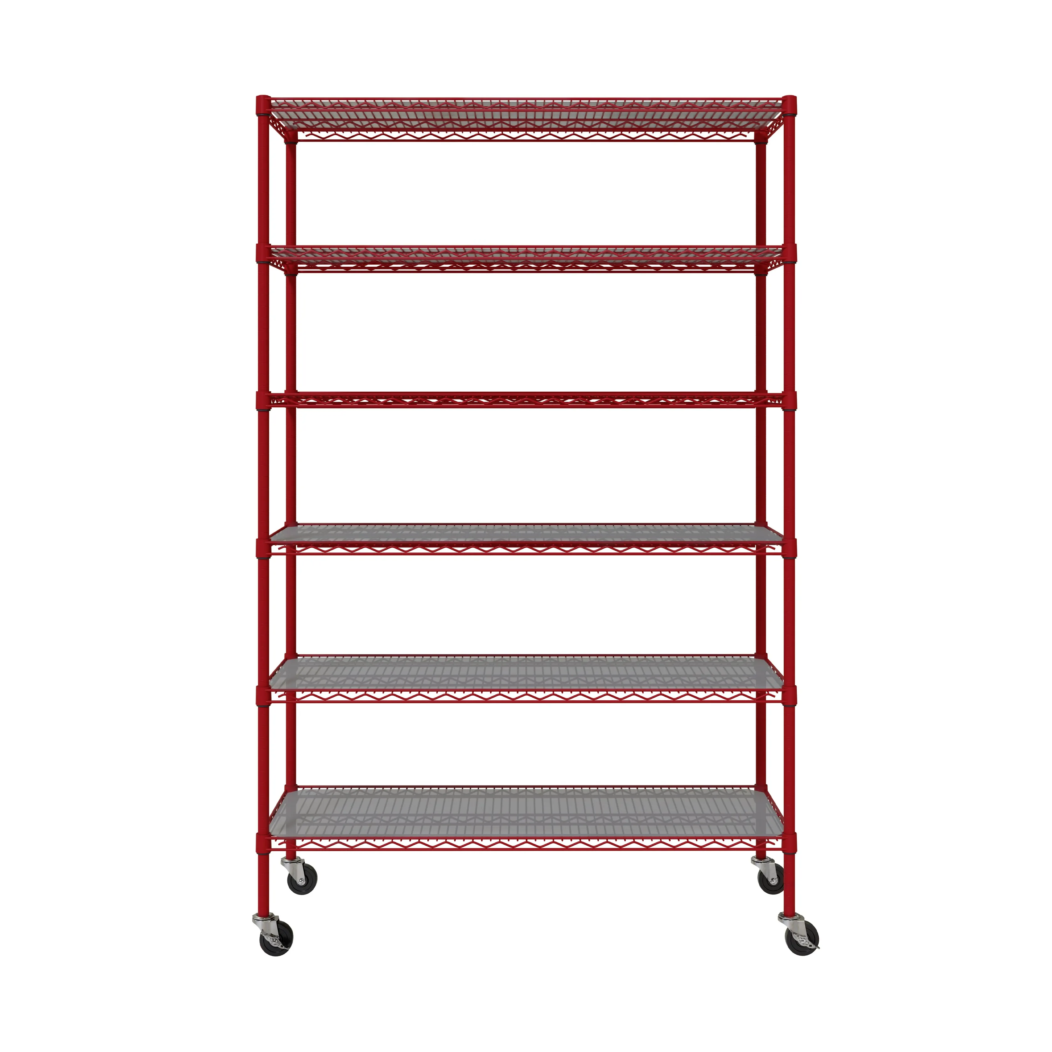 UltraDurable® 6-Tier NSF Steel Shelving with Shelf Liners, Red