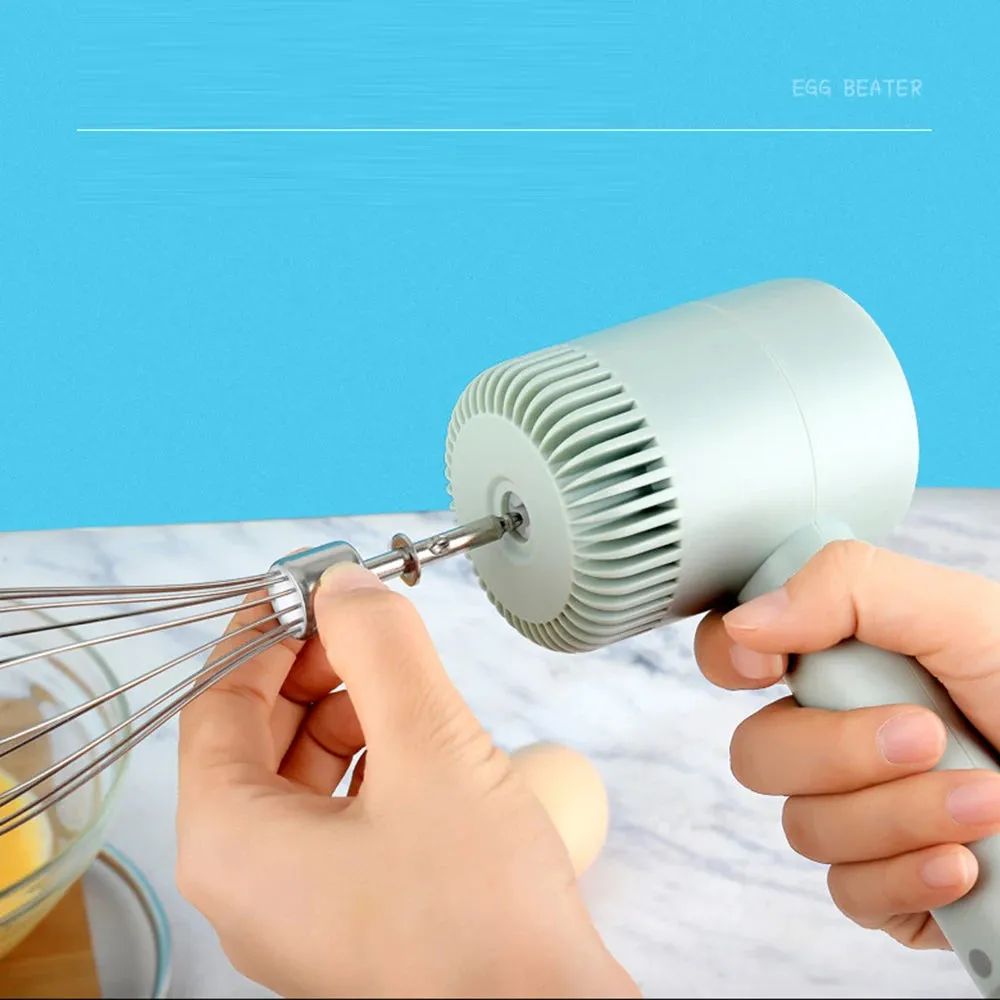 USB Electric Food Mixer Wireless Hand Blender Portable Garlic Crusher 3 Speeds Dough Cream Egg Beater Baking Masher Kitchen Tool