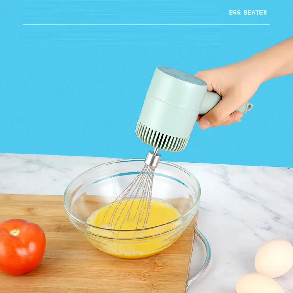 USB Electric Food Mixer Wireless Hand Blender Portable Garlic Crusher 3 Speeds Dough Cream Egg Beater Baking Masher Kitchen Tool