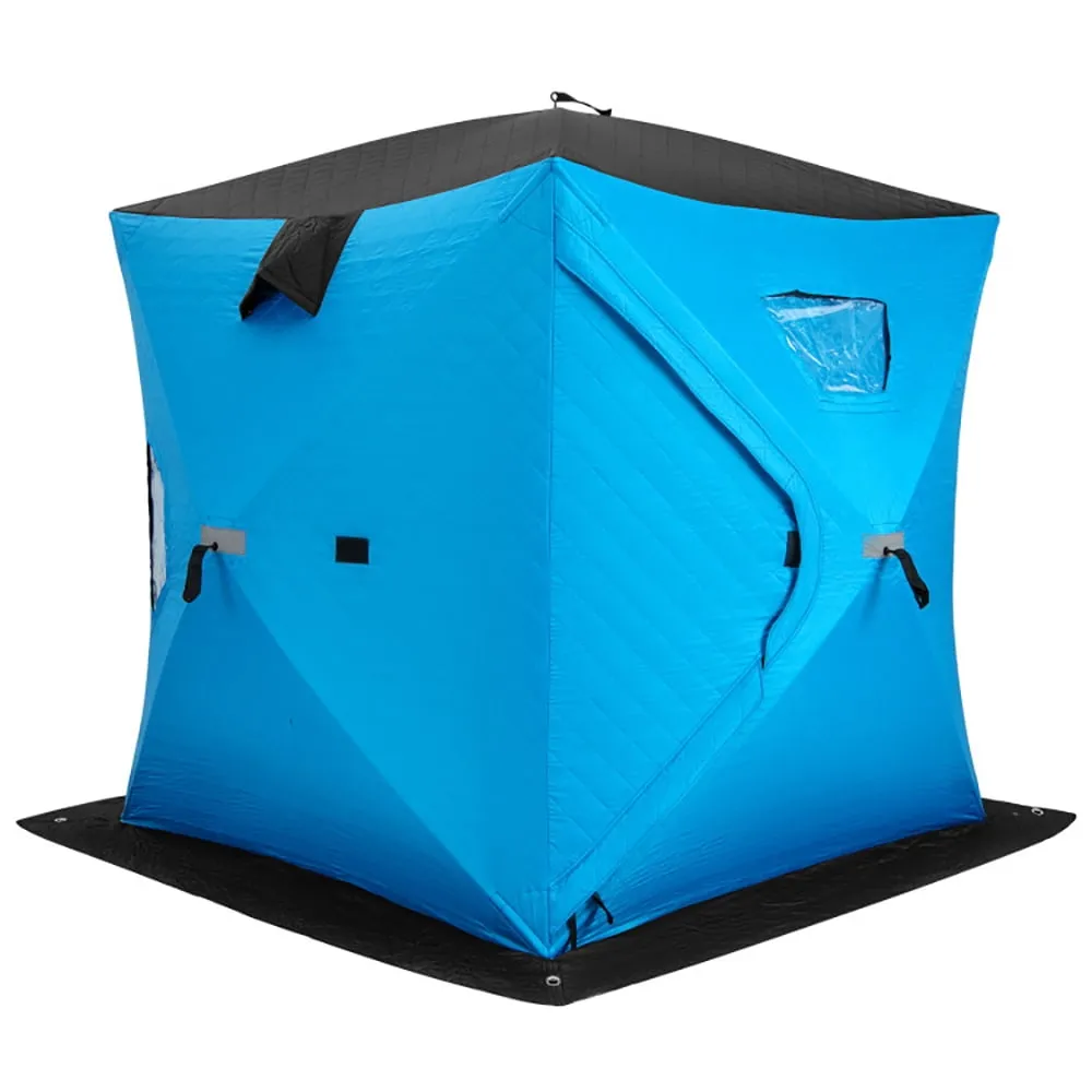 valiant Portable 2 Person Ice Shanty with Cotton Padded Walls, Oversize Privacy Tent, Easy Set Up Privacy Shelter, Blue