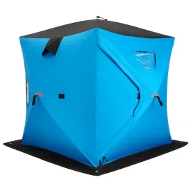 valiant Portable 2 Person Ice Shanty with Cotton Padded Walls, Oversize Privacy Tent, Easy Set Up Privacy Shelter, Blue