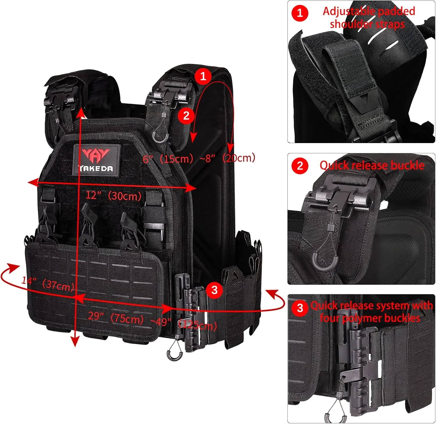 vAv YAKEDA Quick Release Tactical Laser-Cutting Vest Multicam Lightweight Vest