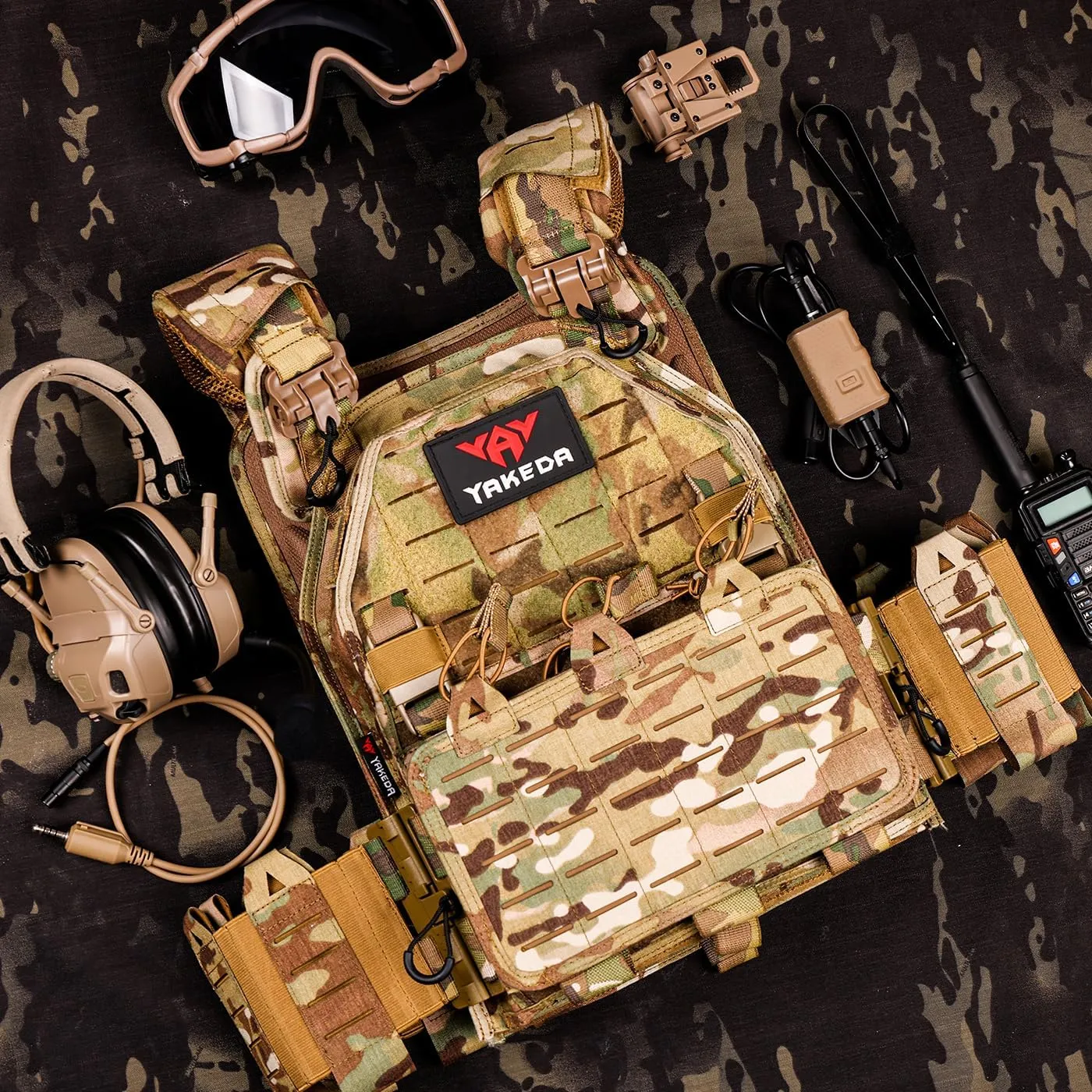 vAv YAKEDA Quick Release Tactical Laser-Cutting Vest Multicam Lightweight Vest