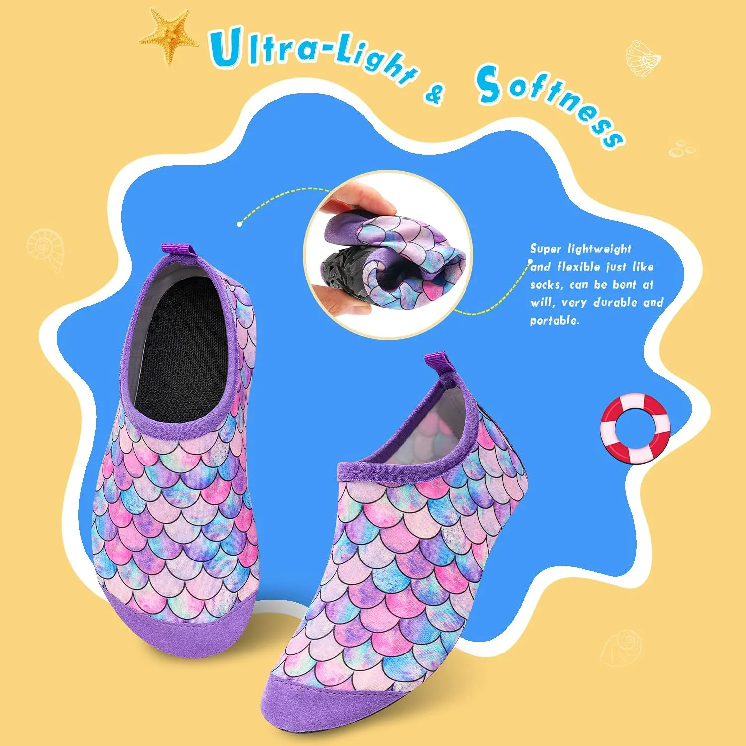 WateLves Kids Water Shoes Toddler Girls Boys Barefoot Non-Slip Quick Dry Aqua Socks for Beach Swim Walking