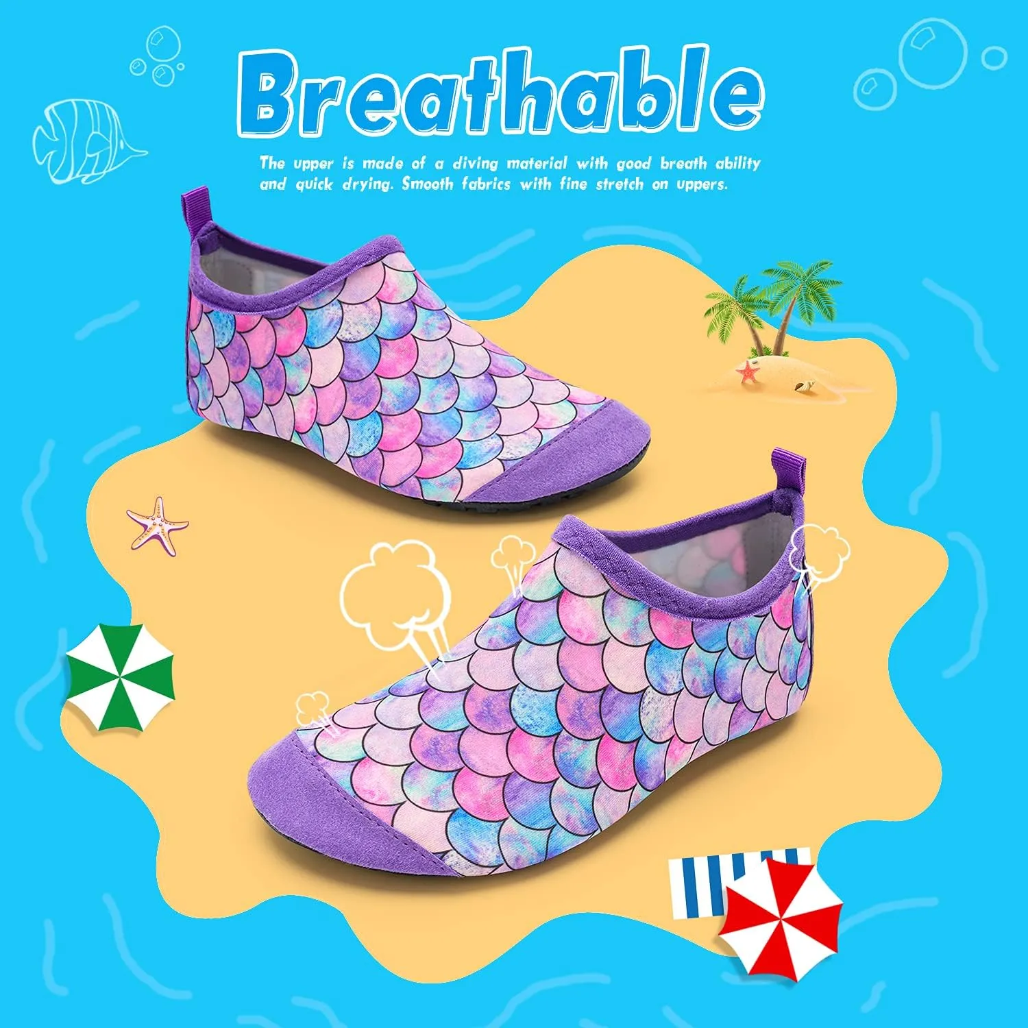 WateLves Kids Water Shoes Toddler Girls Boys Barefoot Non-Slip Quick Dry Aqua Socks for Beach Swim Walking