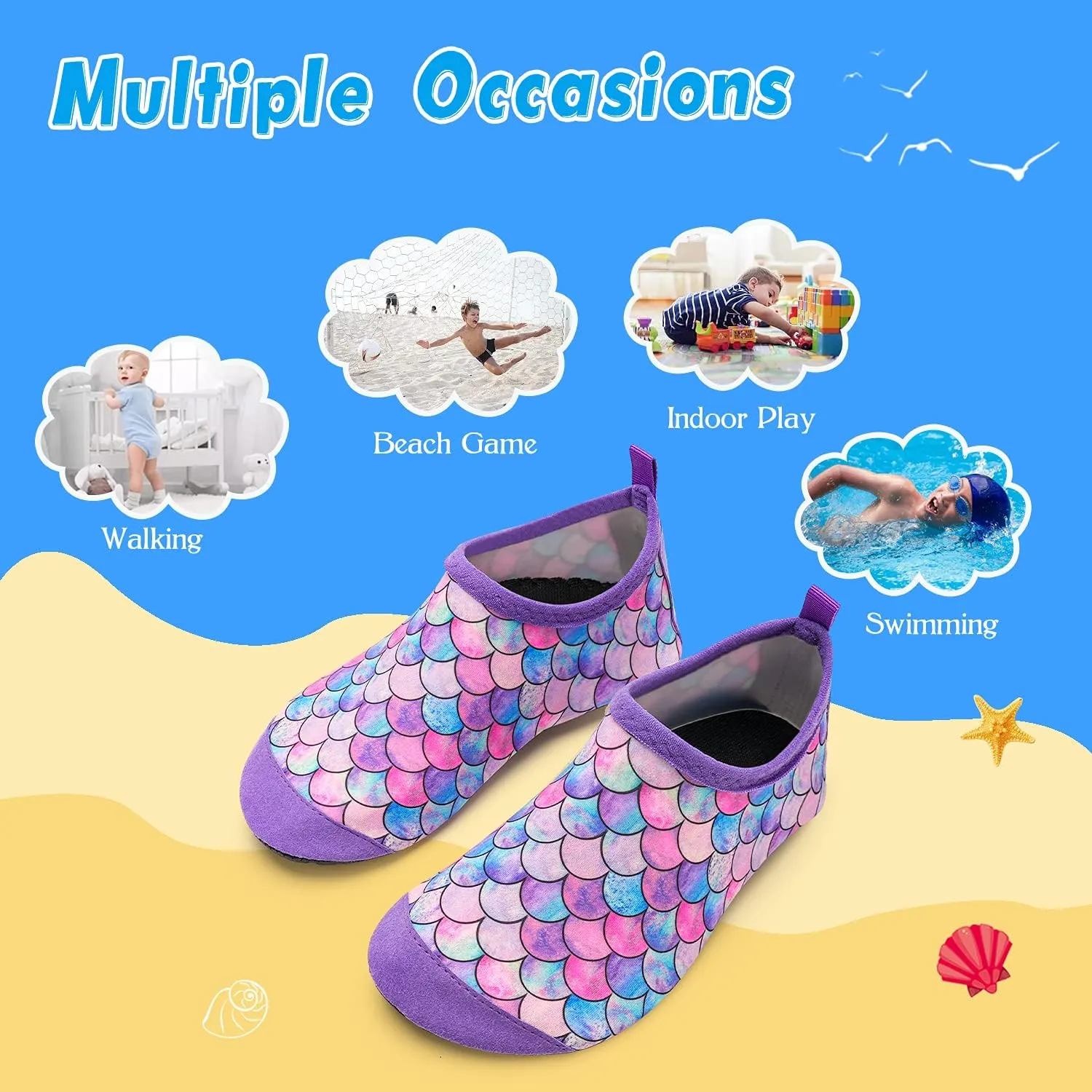 WateLves Kids Water Shoes Toddler Girls Boys Barefoot Non-Slip Quick Dry Aqua Socks for Beach Swim Walking