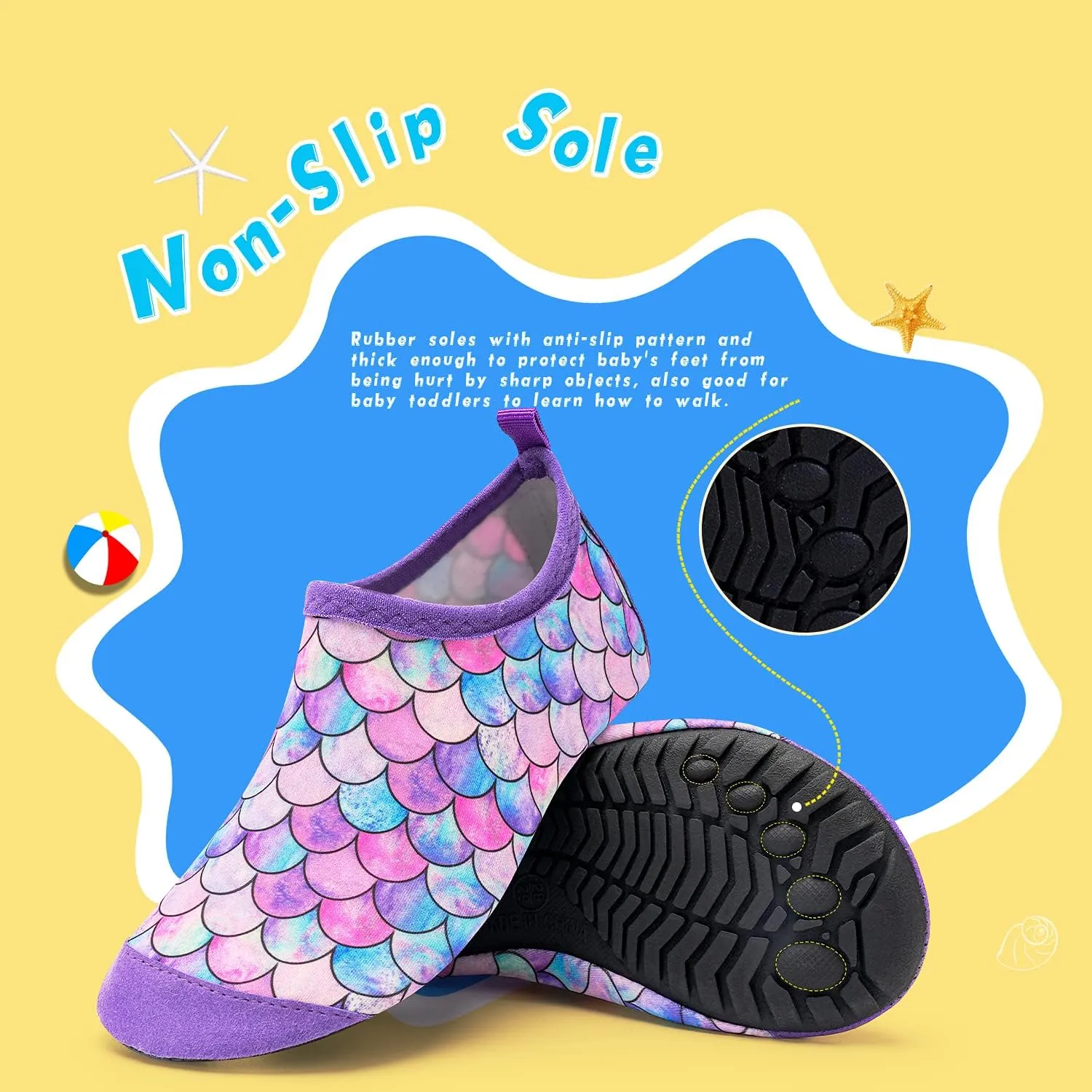 WateLves Kids Water Shoes Toddler Girls Boys Barefoot Non-Slip Quick Dry Aqua Socks for Beach Swim Walking
