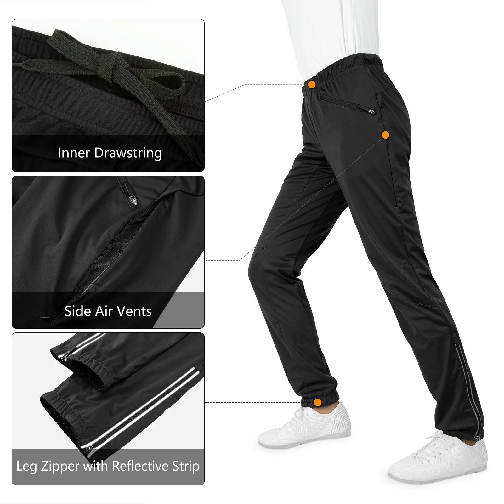 Women's Cycling Pants Mountain Bike Waterproof Windproof Breathable Athletic Sweatpants for Hiking Multi Sports Black
