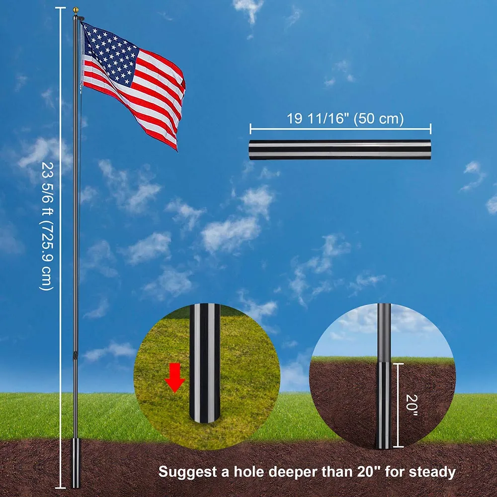 Yescom 25' Sectional Flag Pole and Flag Kit with Regal Eagle